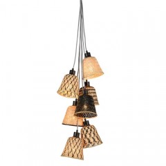 BAMBOO SHADE 7 MIX BLACK NATURAL - HANGING LAMPS